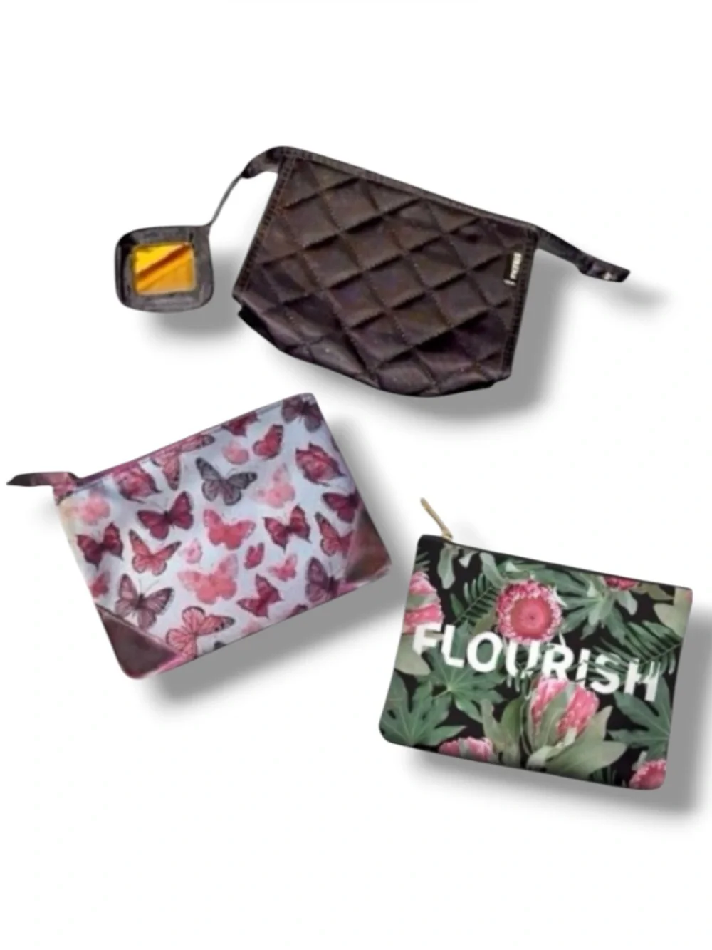 BUNDLE DEAL: 3-Piece Stylish Cosmetic Bag Set (NWOT/EUC)